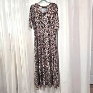 2/$30 NWT Attitudes by Renee Maxi Long‎ Leopard Print Shift Dress Size LT